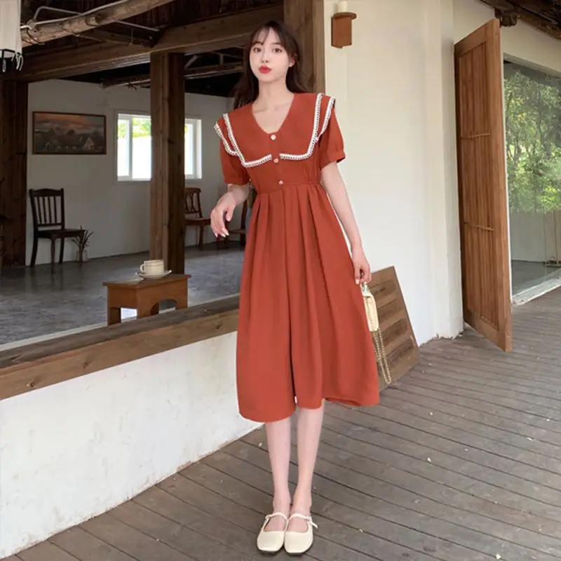 

2023 Summer Woman Dress Vintage French Style Female Holiday Elegant Dresses
