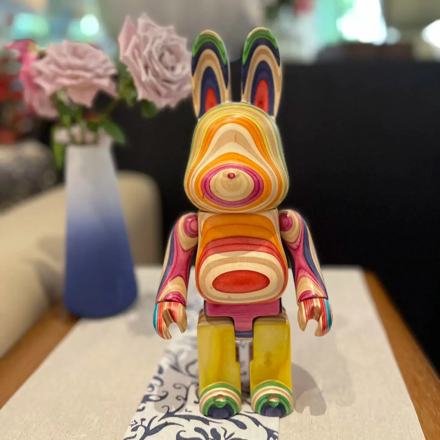 Bearbrick Rabbrick 400% Karimoku Береза Радуга Скейтборд Дерево 28 см Высота Purely Коллекция