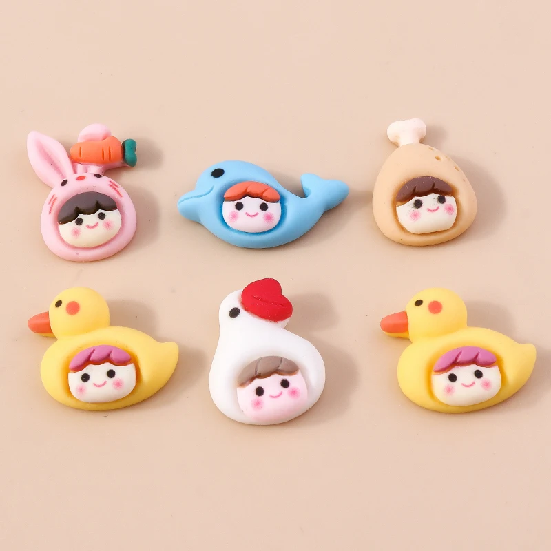 

10pcs Cute Simulation Food Drumstick Duck Bunny Dolphin Charm Faltback Charms Nail Art Phone Case Jewelry Making Accessories
