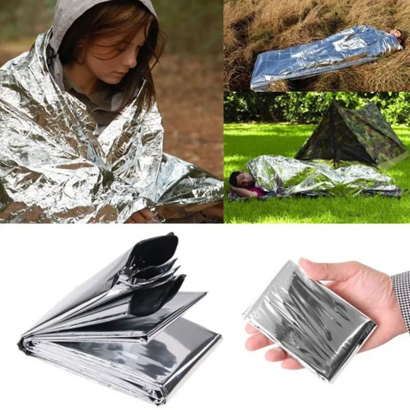 

Emergency Blanket Outdoor Survive First Aid Kit Military Rescue Kit Windproof Waterproof Foil Thermal Blanket for Camping Hiking