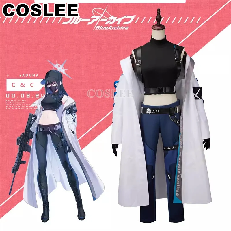 COSLEE Blue Archive Jomae Saori Косплей Костюм Красивая Униформа Длинное Пальто Топ Брюки