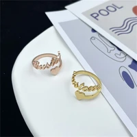 personalise custom name ring adjustable personalized customized ring charm couples gold stainless steel jewelry wedding gift