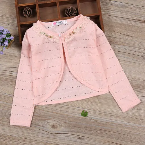Child Girl Cardigan Sweater Summer Beach Pink Cotton Cardigan Coat 1 2 3 4 6 8 10 Year Old School Kid Clothes 175005