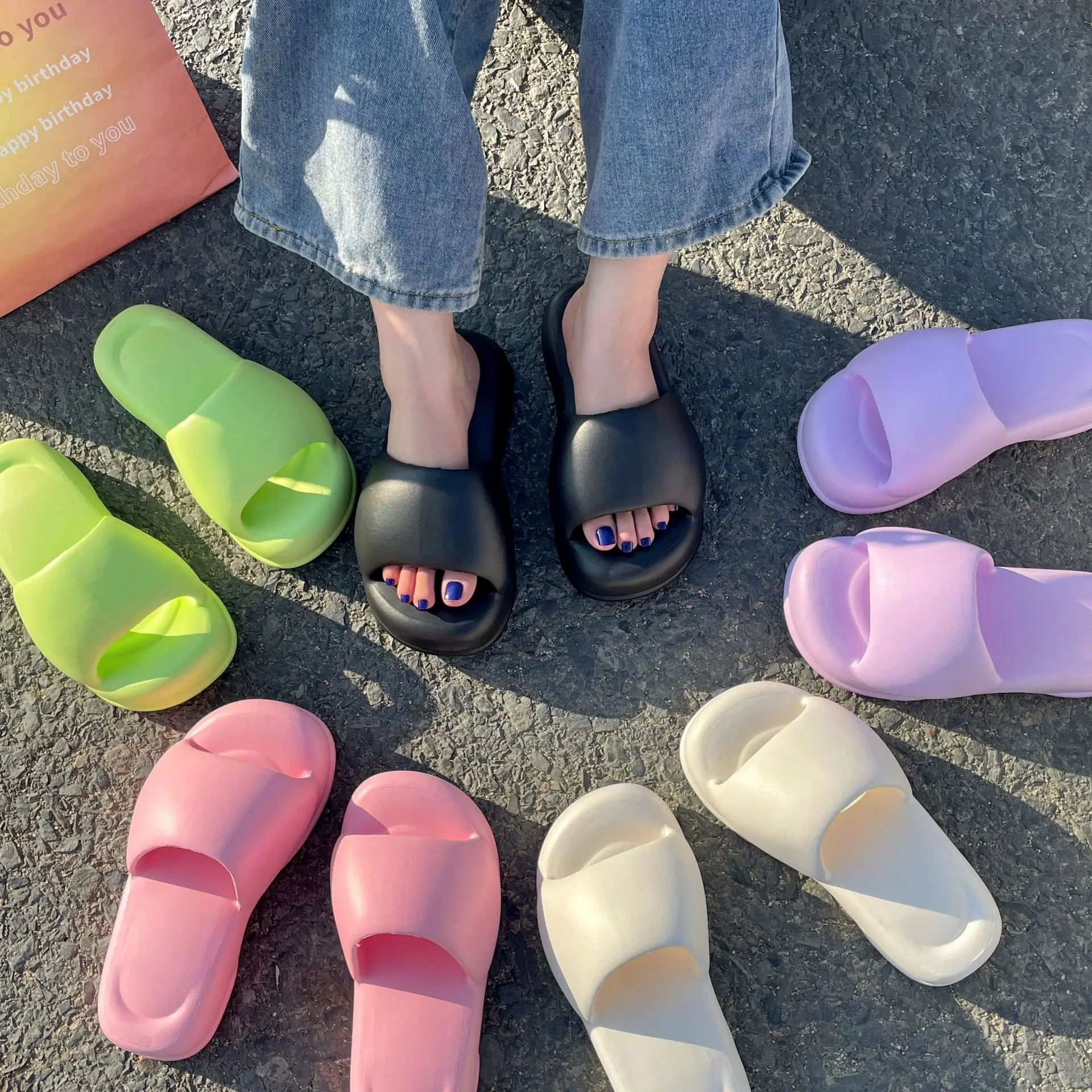 Summer Women Slippers 2023 New Fashion Thick Slides Thick Sole Open Toe Outdoor Beach Walking Eva Casual Summer Platform Sandals