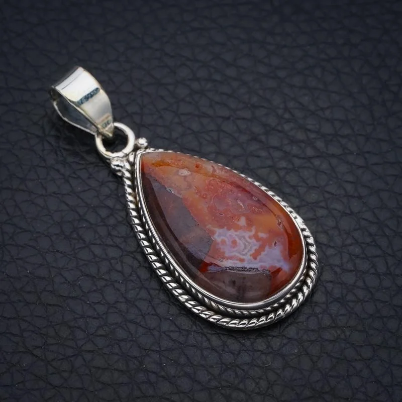 

StarGems Crazy Lace Agate Handmade 925 Sterling Silver Pendant 1.5" F4260