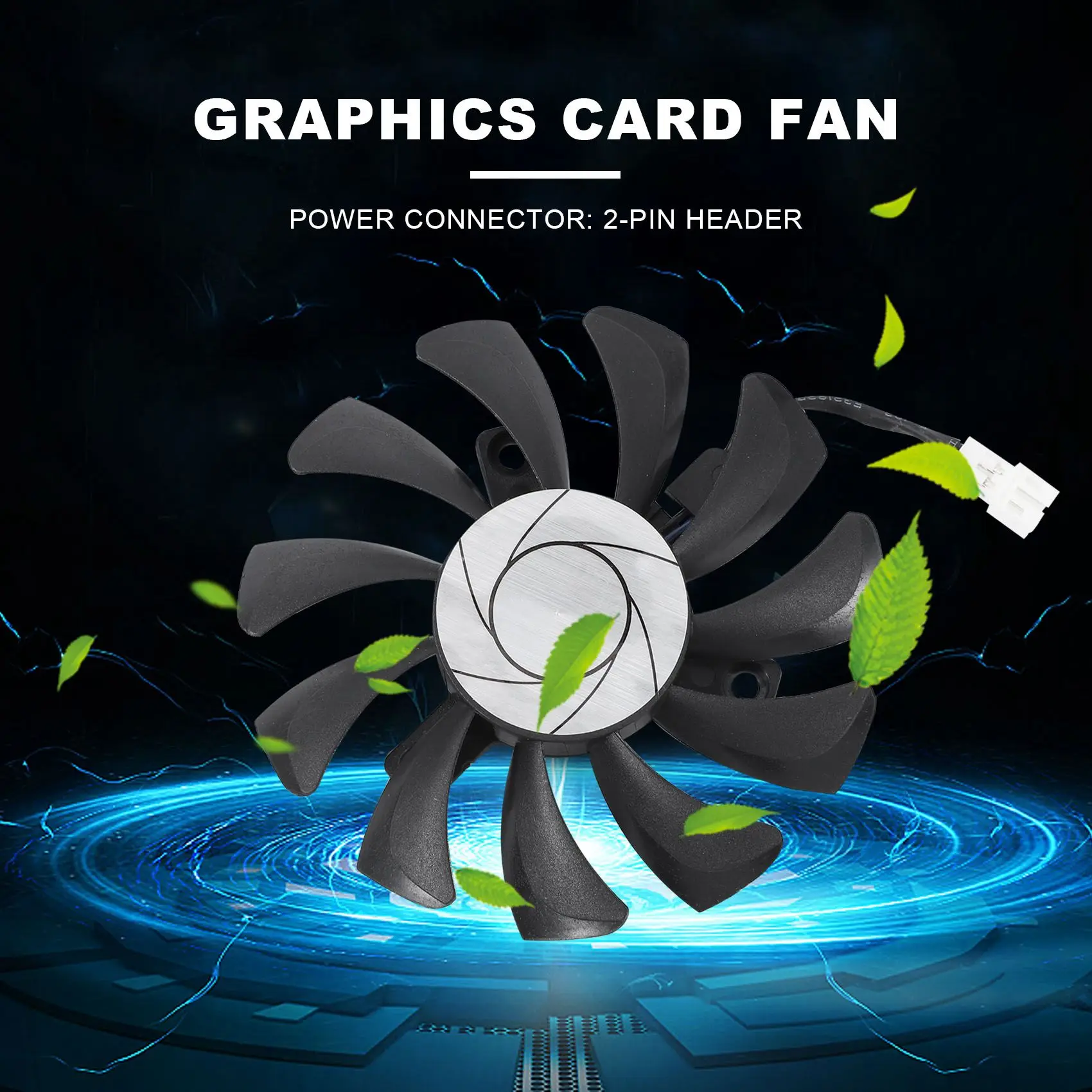 Фото Кулер для видеокарты HGHO HA8010H12F-Z 75MM 2Pin GTX1050Ti с двумя вентиляторами для MSI Geforce GTX 1050Ti GTX-1050-Ti-4GT-OC (1 шт.) №3