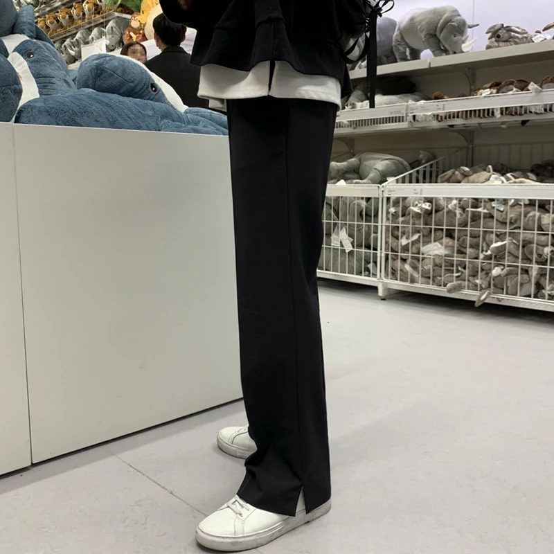 

2022 Summer New Men's High Waist Trousers Business Straight Long Suit Pants for Male Korean Slim Solid Thin High Waist Pants L11