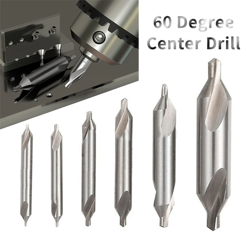 

4-6pcs HSS Combined Center Drills bit 60 Degree Countersinks Angle Bit Set 1.0mm 1.5mm 2.0mm 2.5mm 3.5mm 5mm Metal Drill Bit