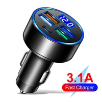 5v 3 1a car charger quick charge 4usb port led display cigarette lighter phone adapter for iphone 12 11 8 xiaomi redmi