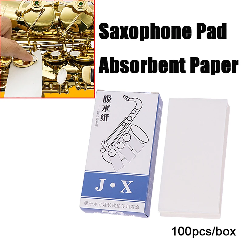 

100Pcs/Box Saxophone Pad Absorbent Paper Flute Clarinet Oboe Bassoon Sticky Pad Woodwind Instrument Cleaning Care Paper