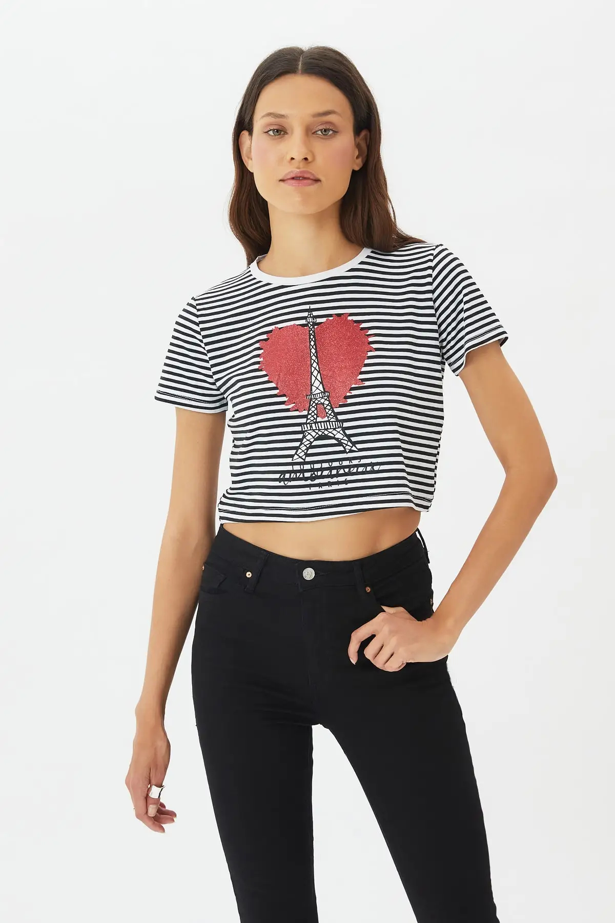 

Укороченная трикотажная футболка с принтом TWOSS21TS3395