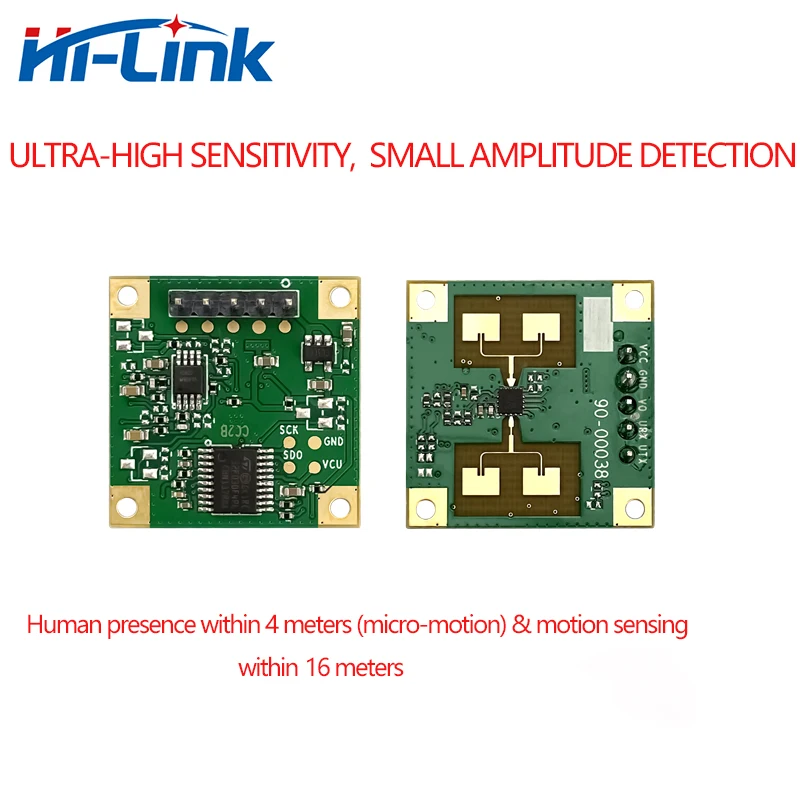 

2 шт. HLK-LD1115H Бесплатная доставка 24 ГГц датчик присутствия человека радар модуль TTL Последовательная связь Обнаружение микро-движения 24Gmm вол...