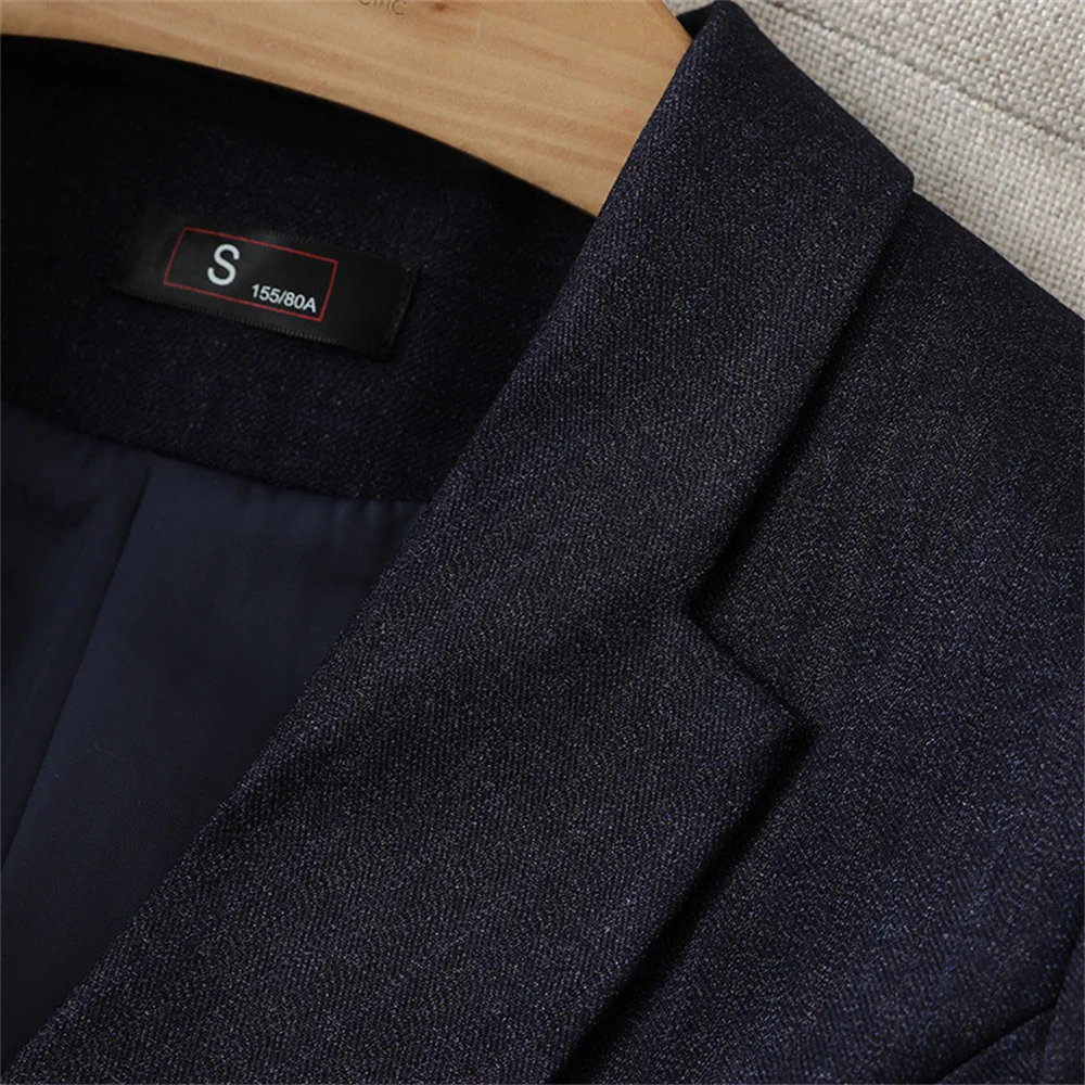 Vintage Women's Formal Pant Sets 2023 Dark Blue Female Blazer Jacket +Trouser Suits Office Lady Business Work Wear 2 Piece Sets