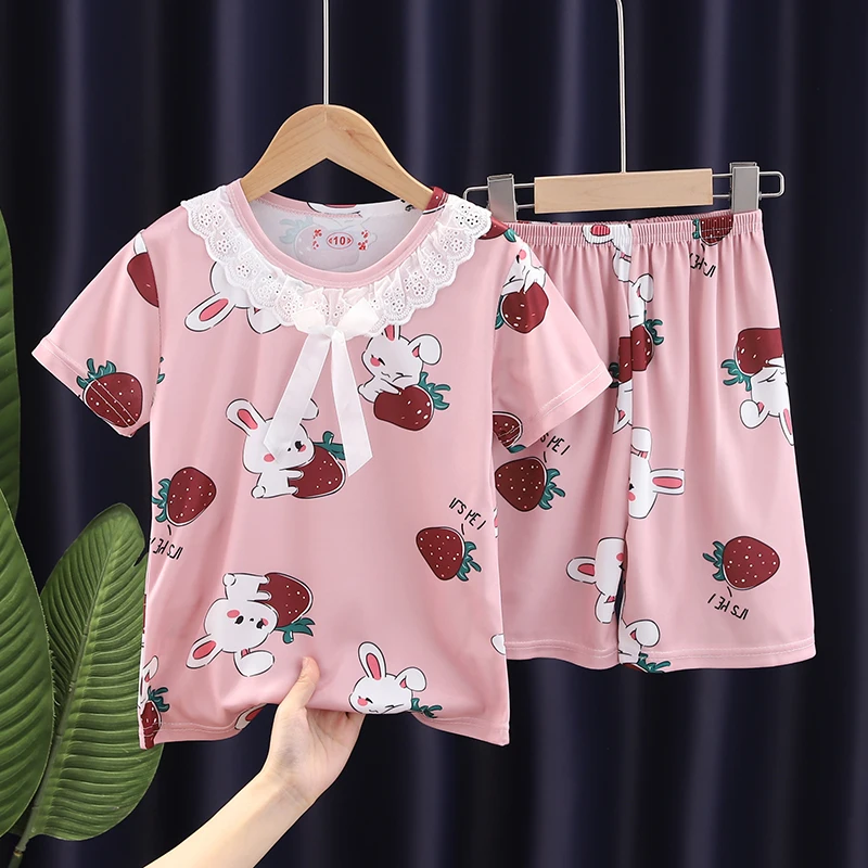 

New Summer Short Sleeve Pajama Toddler Baby Cute Pjs Boys Home Clothes Set Kids Cartoon Sleepwear For Girls Outfits Child Pyjama
