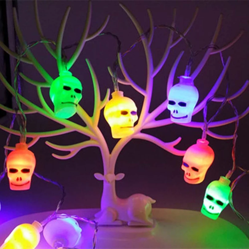 

Battery Operated 3D Plastic Skull Ghost Shaped 2M 10leds LED String Lights Halloween Holiday Indoor Decoration Lanterns lights