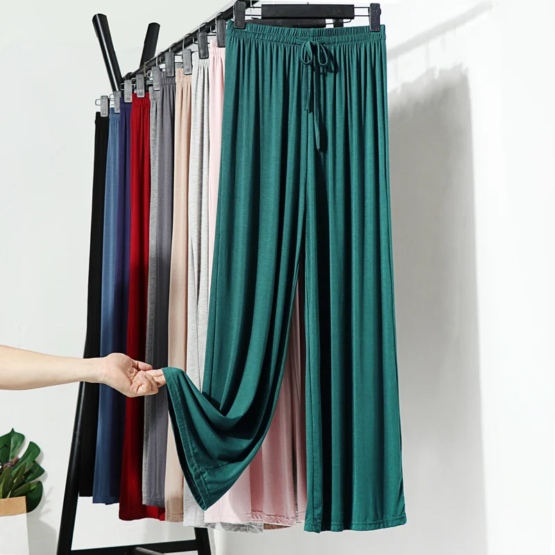 

Wide Leg Pants Women's Summer High Waist Viscose Fiber Drape Loose Straight-Leg Pants Mop Casual Pants Plus Size Modal Pants