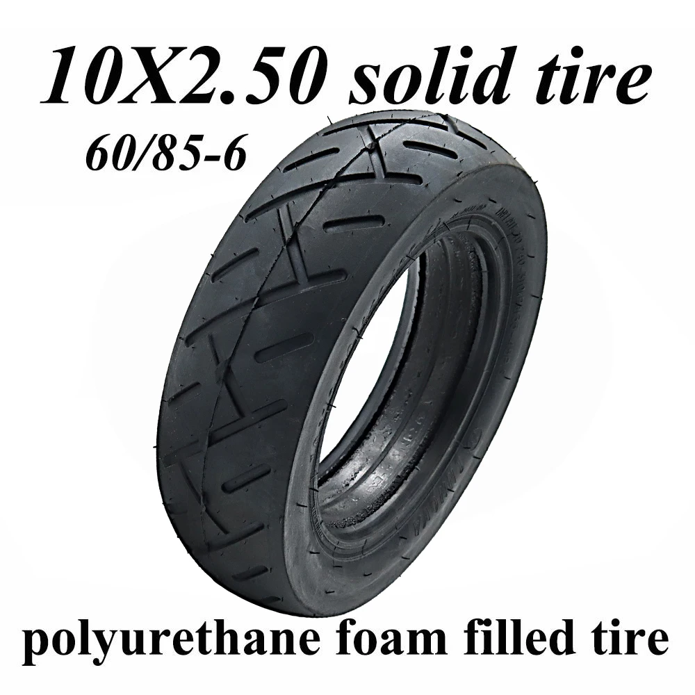 10x2.50 Solid Tire 60/85-6 Tubeless Foam Filled Tyre for Quick 3 Zero 10X Mini Motorrad Razor Electric Scooter