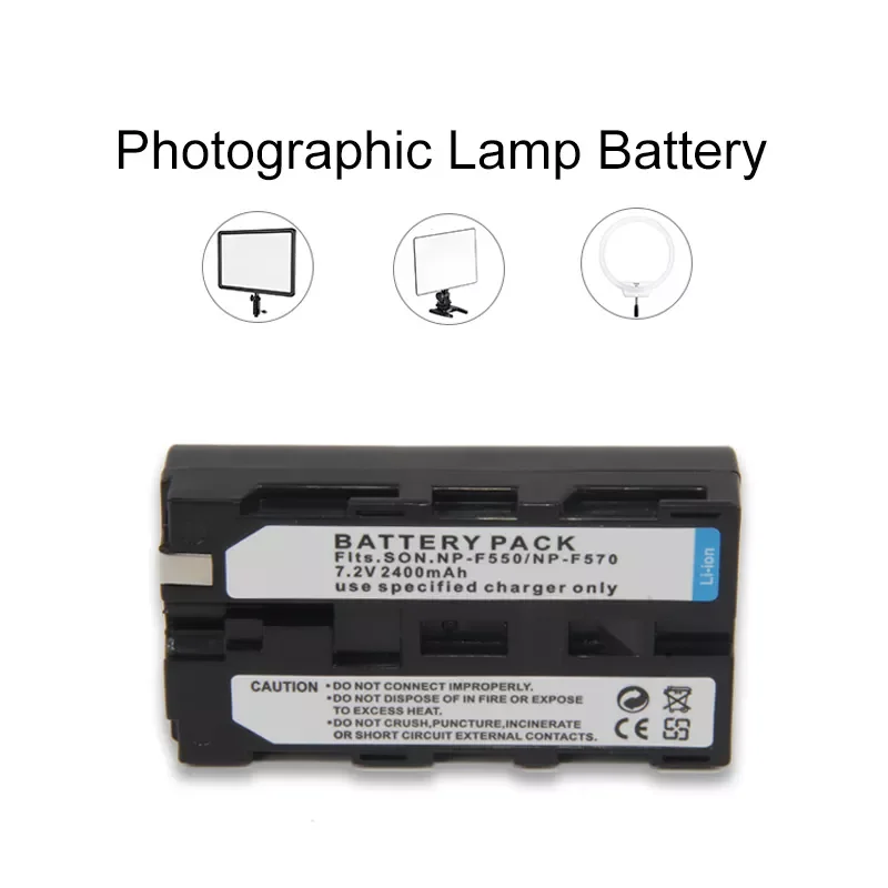 

2023NEW 2400mAh NP-F550 NP-F570 Rechargeable Lithium-ion Battery Pack For NP-F550 F750 F970 F960 LED Video Light Lamp Battery