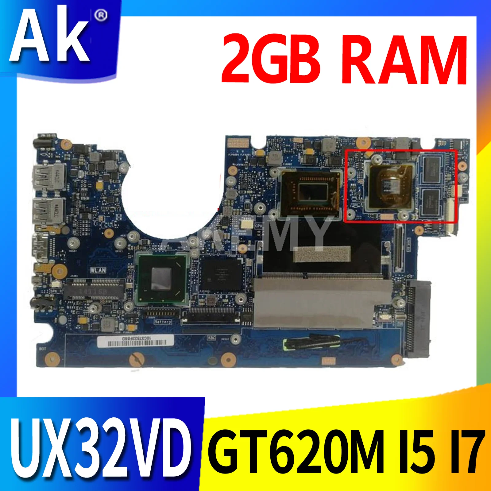 

UX32VD original Notebook mainboard GT620M GPU I5 I7 CPU 2GB RAM For ASUS UX32 UX32V UX32A UX32VD Laptop Motherboard