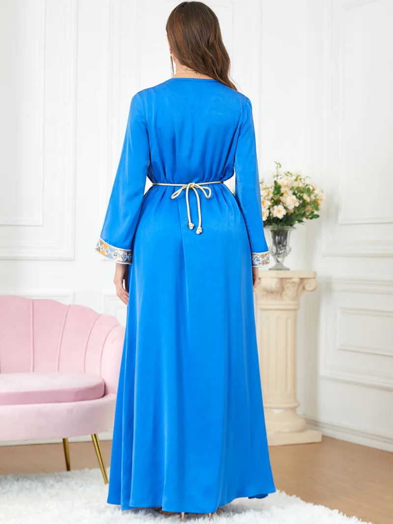 Moroccan Jellaba Women Abaya 2 Piece Set Party Dresses Luxury Floral Lace Tape Dubai Turkey Kaftan Muslim Fashion Dress