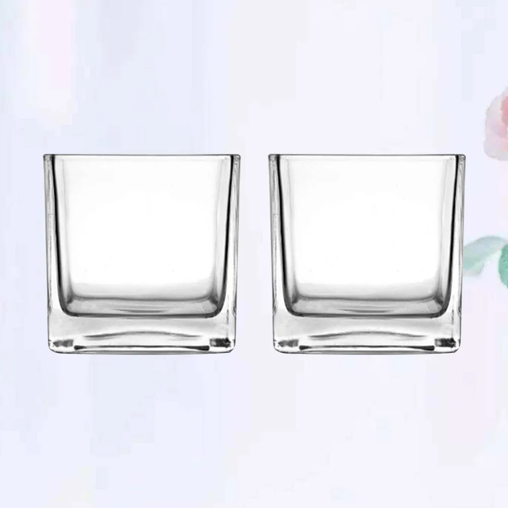 

2 Pcs Betta Fish Tank Decor Hydroponic Container Transparent Glass Bracket Desktop Decoration