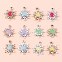 10pcs exquisite colorful zircon shining crystal greek sun face charms pendants for diy earrings necklaces jewelry accessories