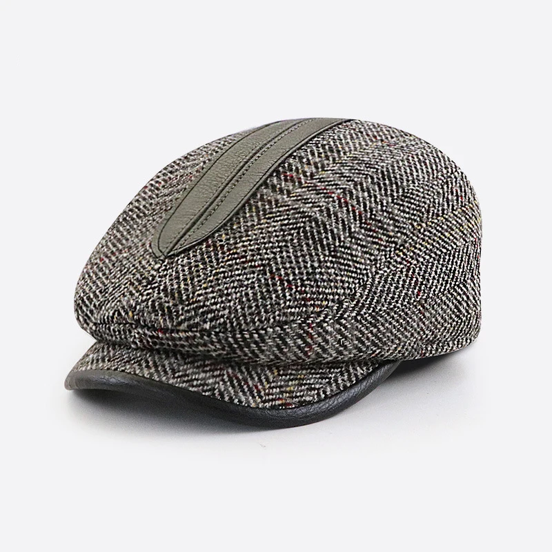 

Men Hat Tweed Newsboy Hat Herringbone Men Women British Gatsby Retro Hat Driver Flat Cap for Male Vintage Patchwork Beret BJM96