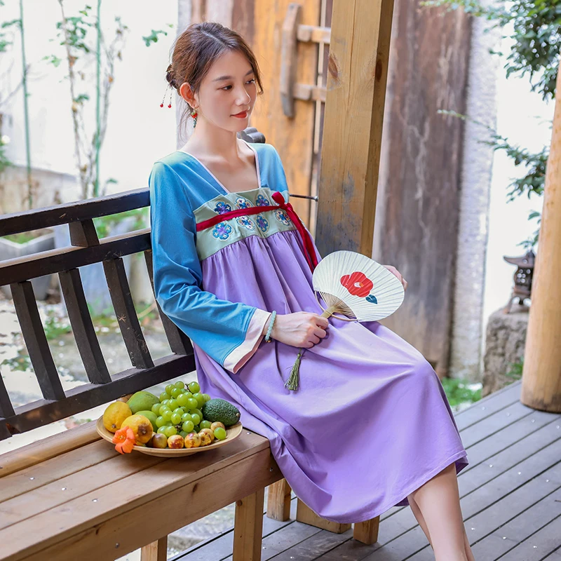 National Style Home Wear Autumn and Winter Medium Thick Pure Cotton Dunhuang Painting Ancient Style Jacket and Dres Pajamas