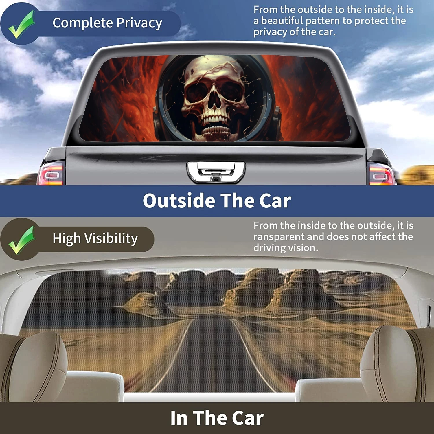 Наклейка на заднее стекло автомобиля универсальная прозрачная виниловая