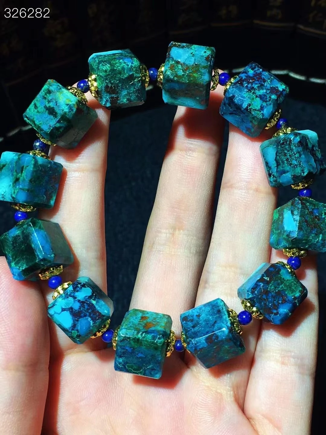 

Натуральный Синий Малахитовый браслет с искусственными бусинами 11,5 мм, ювелирные изделия для женщин и мужчин, зеленый азуритовый браслет, оригинальный AAAAAA