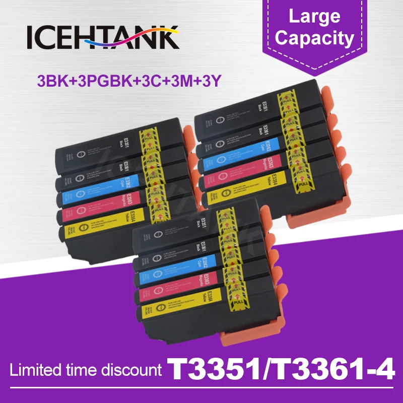 

ICEHTANK For Epson 33XL T3351 T3361 - T3364 Compatible ink cartridge XP-530 XP-630 XP-635 XP-830 XP-540 XP-640 XP-645 Printer