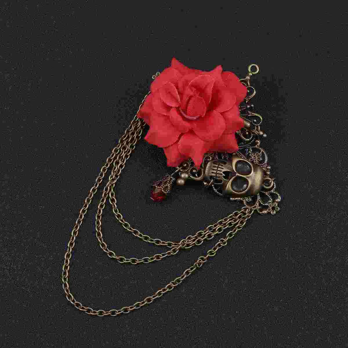 

1pc Retro Cross Brooch Rose Hairpin Dazzling Creative Jewelry for Women (Red)