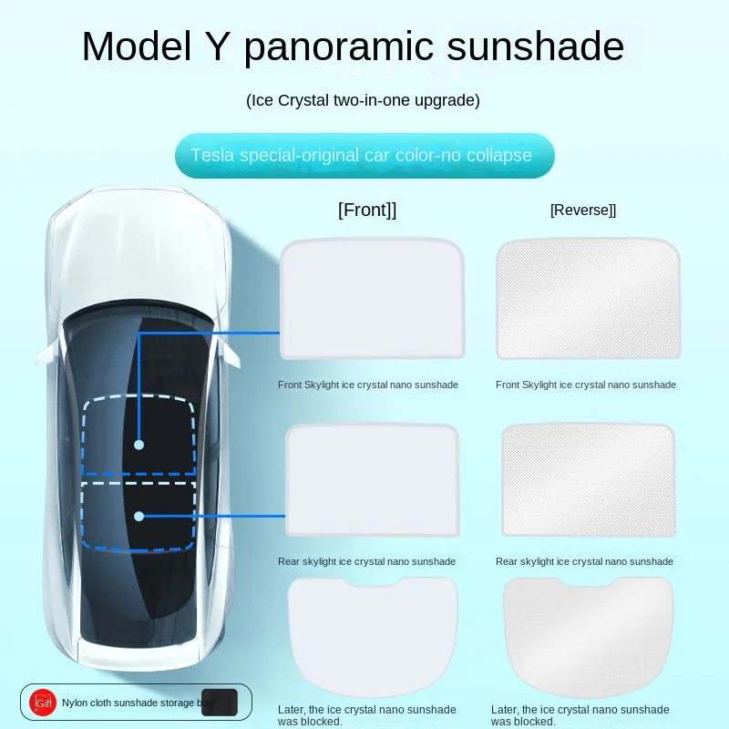 

For Tesla Model Y Front Rear Sunroof Windshield Skylight Shading Net Upgrade Sun Shades Glass Roof Sunshade Car accessories
