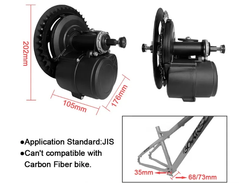 Комплект для ремонта двигателя TSDZ-2-B 3-го поколения 850C с фонарями 250-500 Вт