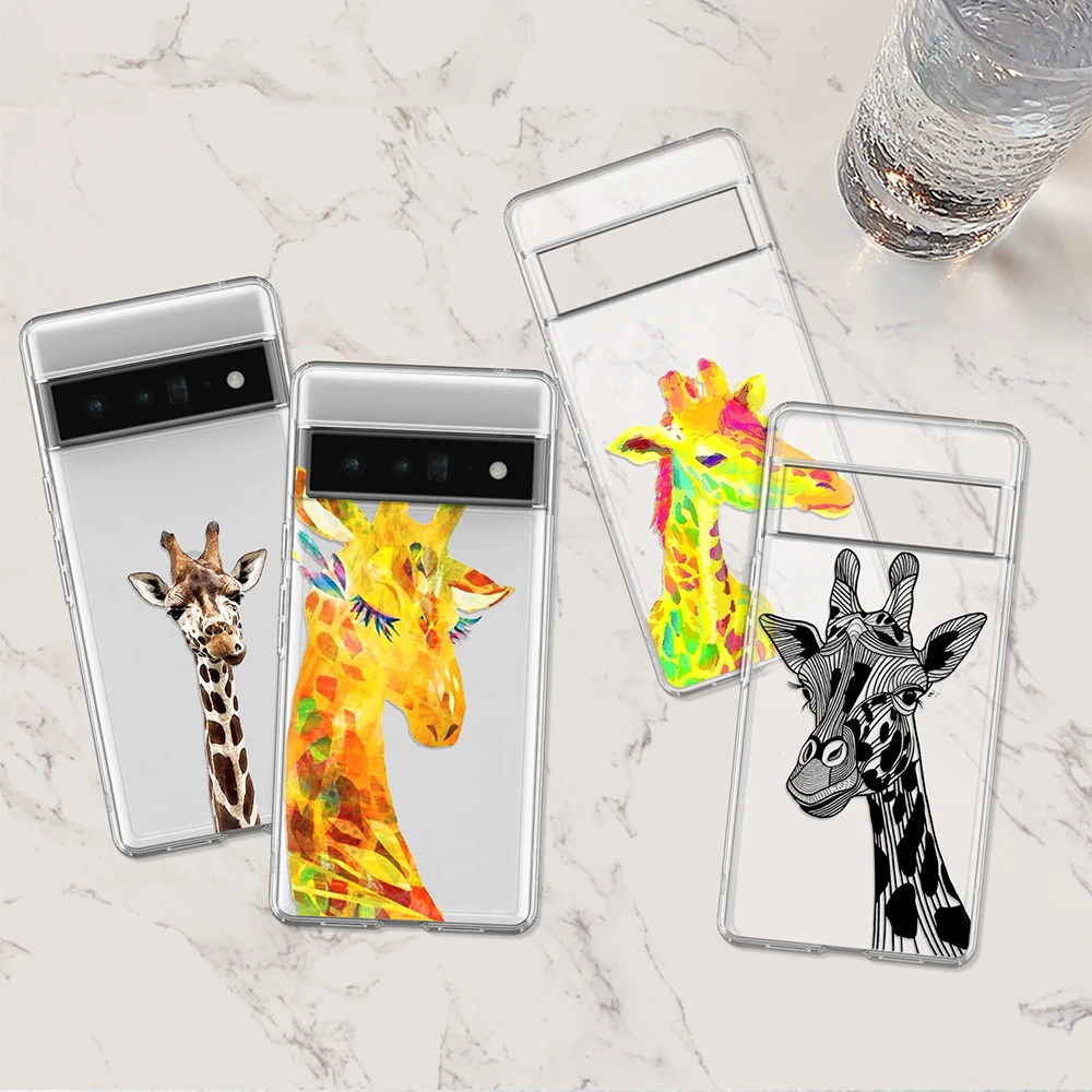 

Cute Giraffe Case for Google Pixel 7a 7Pro 7 6a 6 6Pro 5 5a 5G 4XL 4 3XL 2XL 3 3a 3aXL 4a Transparent Soft TPU Protection Shell