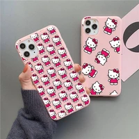 cute hello kitty phone case for iphone 13 12 11 pro max mini xs 8 7 6 6s plus x se 2020 xr matte candy pink silicone cover
