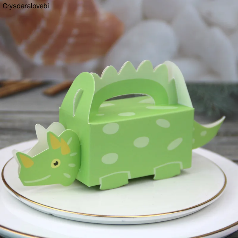 

Cartoon Dinosaur Candy Box Paper Triceratops Favors Boxes for Kids Birthday Party Decorations Boys Baby Shower Gift Bag