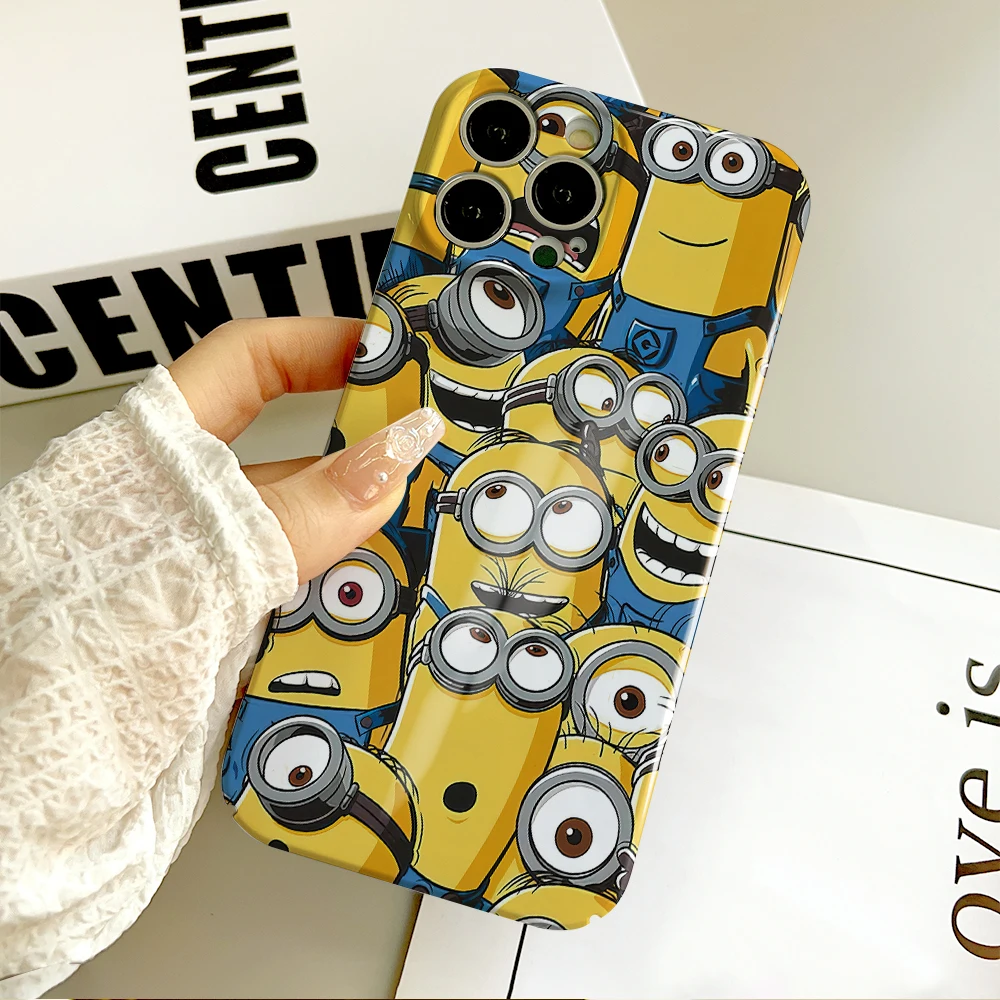 Фото Милый забавный чехол для телефона M-Minions с рисунком из мультфильма для Samsung S 24 25 23 22 Ultra Plus A 04E 5G HD Hard Cover Film Shell №3