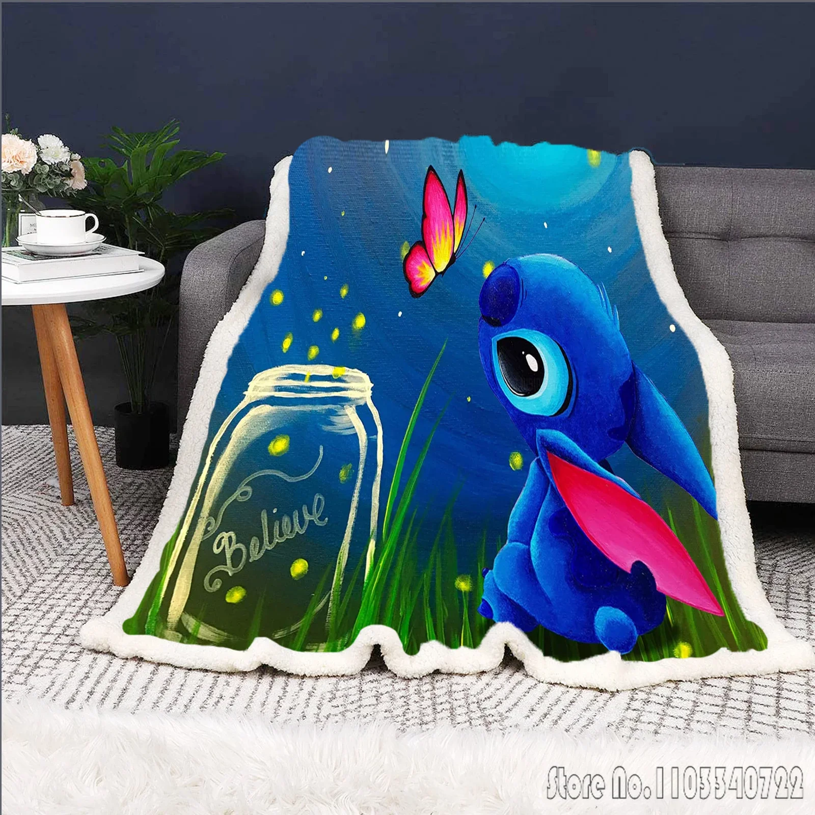 Одеяла Disney Stitch для детей мультфильм Kawaii роскошная кровать и пледы реактивная