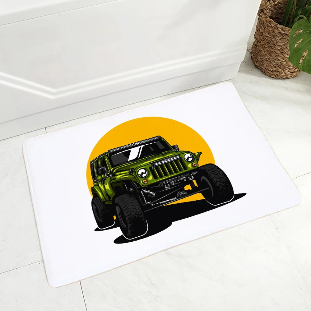 

Hallway Mat Living Room Bedroom Carpet Washable Soft Doormat Rug Decoration Cartoon Excavator Bulldozer Prayer Rug Bath Mats