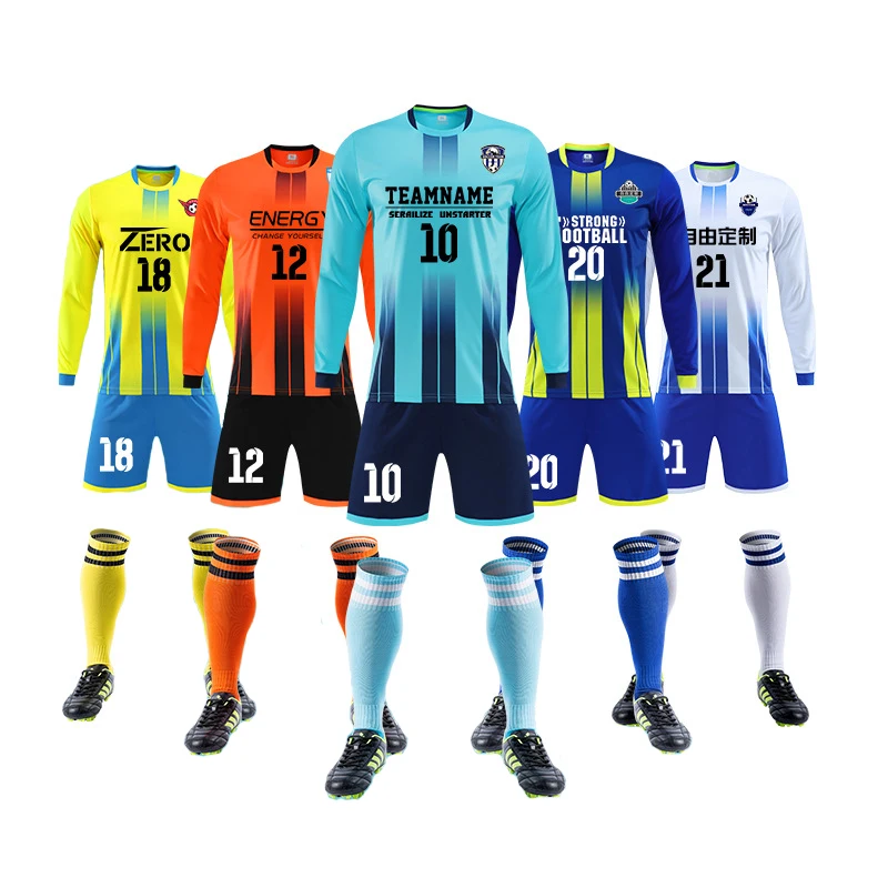 

Men's Survetement Football Kit Shorts Children Full Sleeve Soccer Jersey Suit Football Kits Futbol Training Uniform Sets Custom