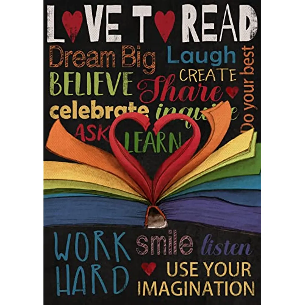 

New Love to Read Inspirational Quotes Hearts Book Decorative Garden Flag, Motivational Saying Words House Yard Lawn Outside