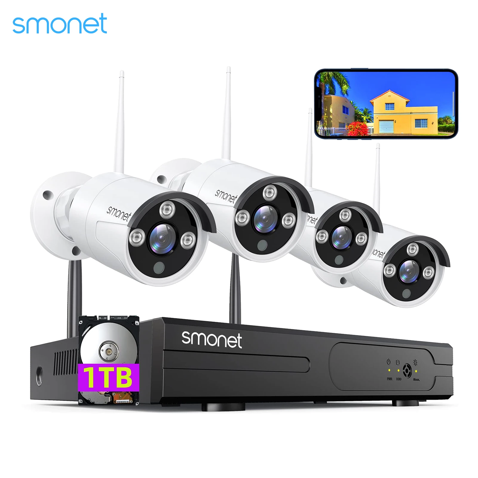 

Smonet Wireless Security Camera System CCTV 3MP 5MP Surveillance Wifi IP Cameras Outdoor Waterproof Protection 8CH NVR Video Set