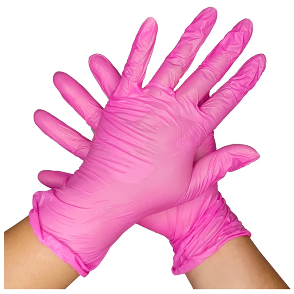 

Pink Vinyl Nitrile Blend Disposable Gloves Powder Free 100Pcs Small Large Woman Girl Work Safety Cleaning Glove Home Cooking