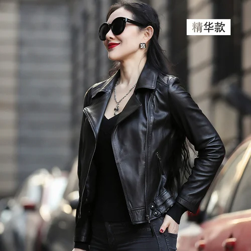 

Spring Autumn Fashion Women's Leather Jacket Female 100% Natural Real Sheepskin Coat Women Streetwear Genuine Coat OT1703