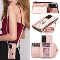crossbody wallet for samsung galaxy s21 fe s22 note 20 plus ultra a52 a52s a72 a12 5g case card holder lanyard strap leather