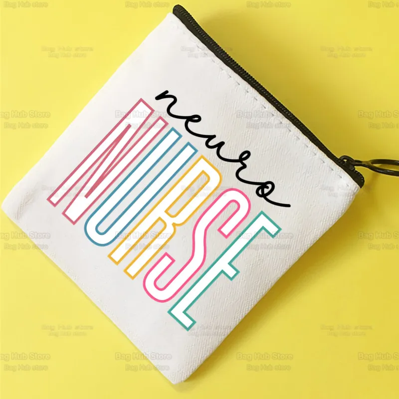 

Nurse Canvas Bag Zipper Coin Key Bag Pocket Women Men Coin Purse Small Wallet