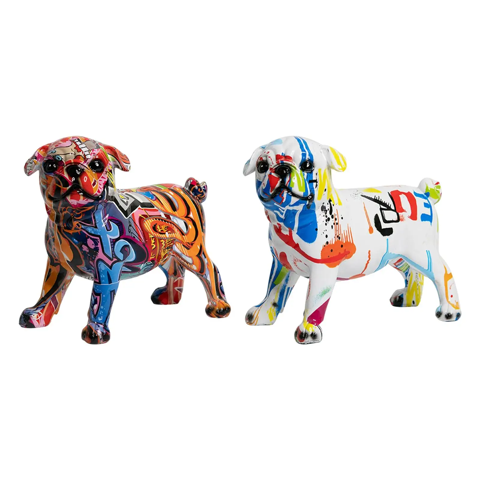 

Креативная яркая Статуэтка английской собаки, Современное граффити, искусственная комната, книжная полка, декор шкафа, животное, украшение