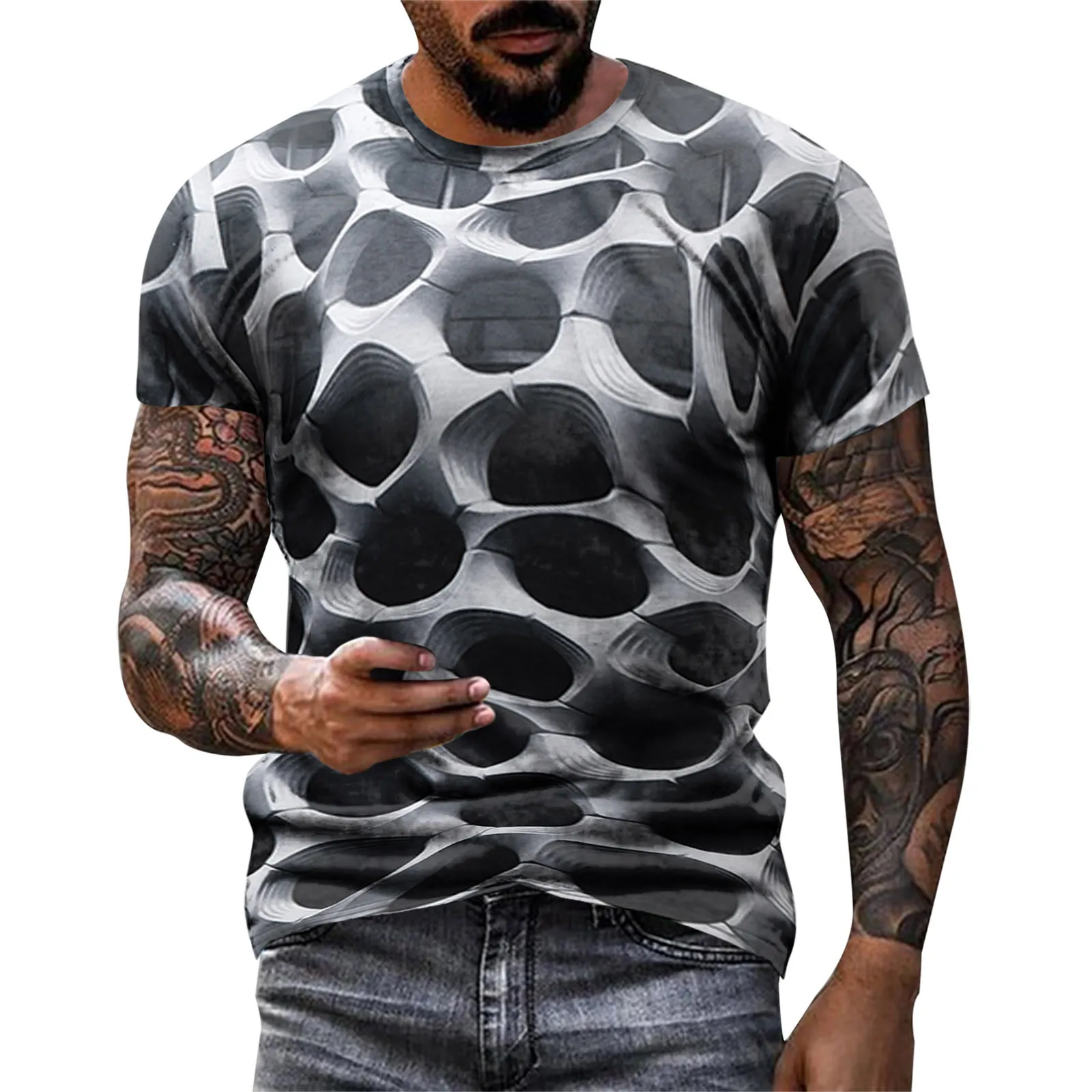 Футболка мужская с круглым вырезом коротким рукавом и цифровой графикой |