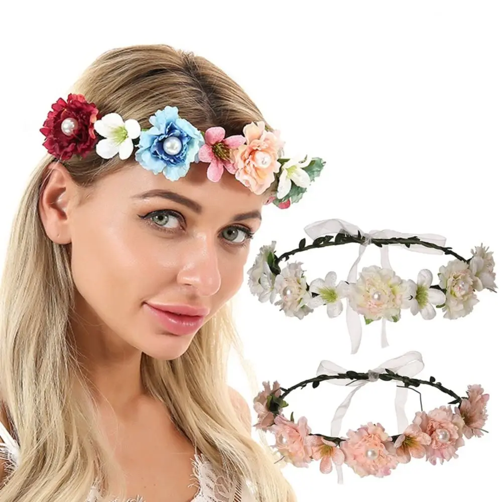 

Handmade Bride Hair Band Jewelry Hair Ornament Garland Crown for Wedding Flower Headbands Flower Tiara